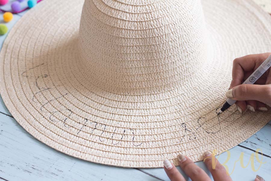 Sun hat best sale with writing